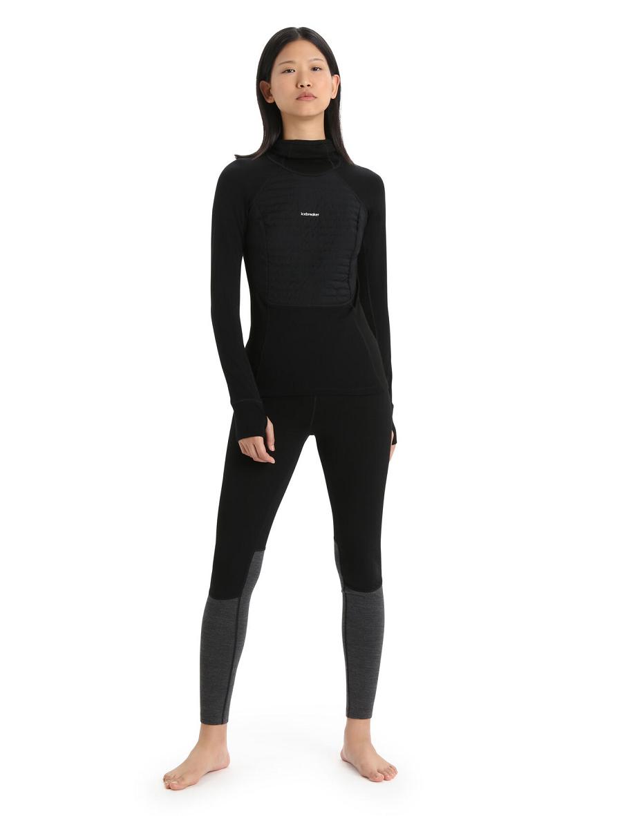 Une pièce Icebreaker ZoneKnit™ Merino Insulated Long Sleeve Hoodie Femme Noir | FR 1802TCEV